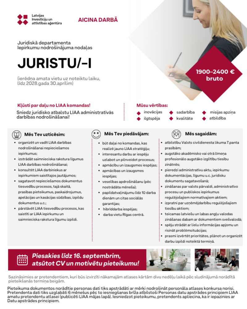 Iepirkumu nodrošinājuma nodaļas jurists/-e 