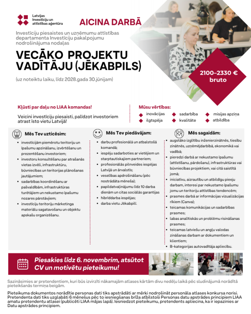 Vecākais projektu vadītājs/-a (Jēkabpils)