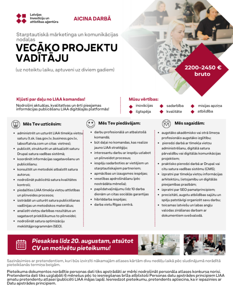Vecākais projektu vadītājs/-a