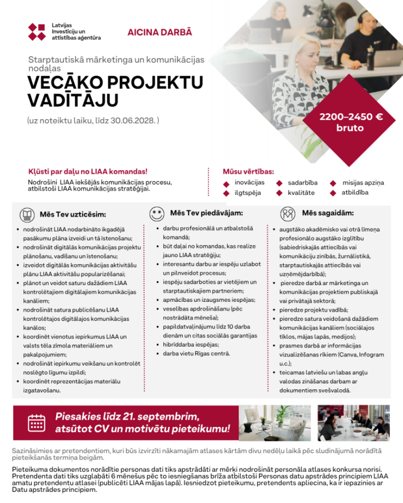 Vecākais projektu vadītājs/-a