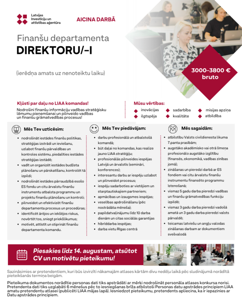 Vakance LIAA Finanšu departamenta direktoram