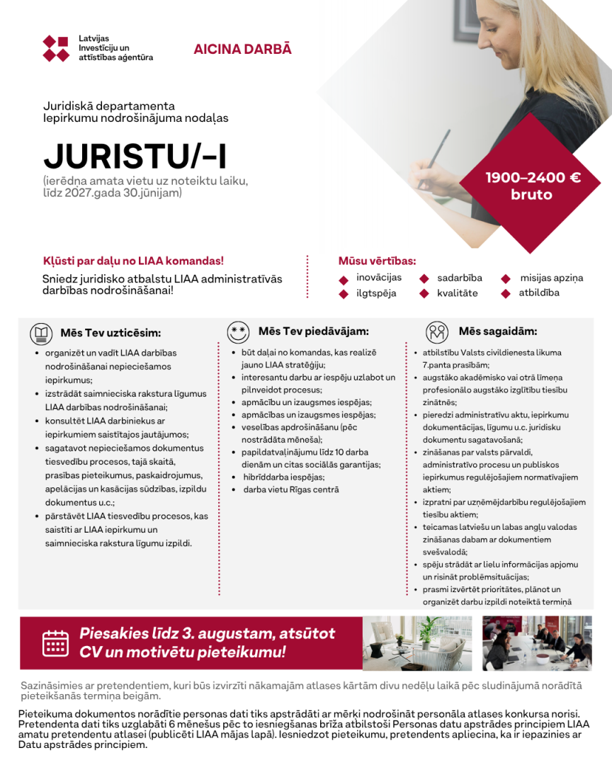 Iepirkumu nodrošinājuma nodaļas jurists/-e 