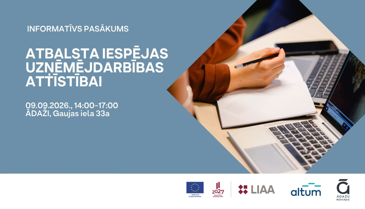 Informatīvs seminārs “Atbalsta instrumenti un iespējas uzņēmējdarbībai”  Ādažos