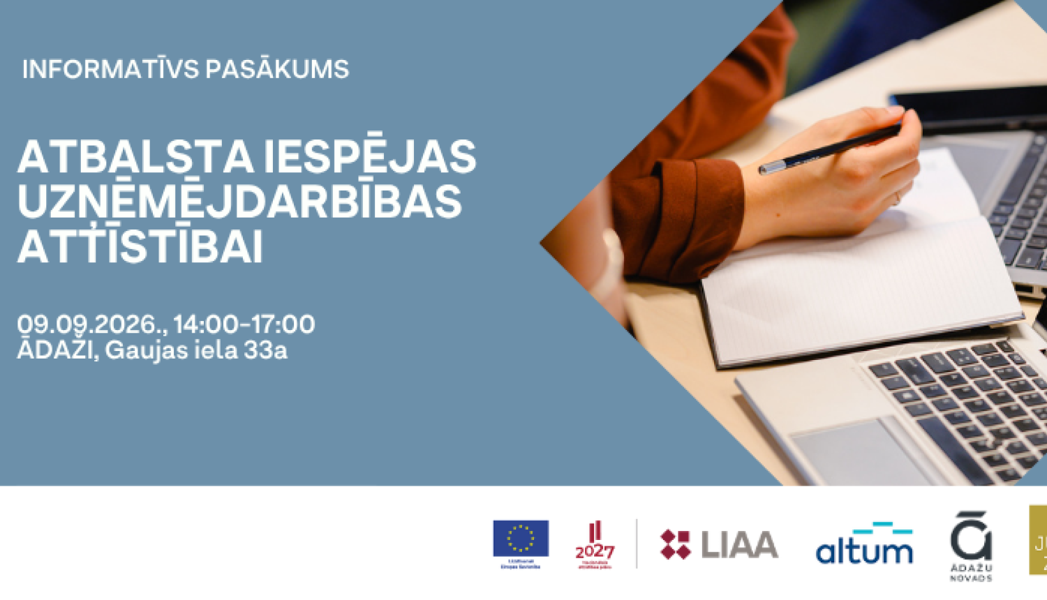 Informatīvs seminārs “Atbalsta instrumenti un iespējas uzņēmējdarbībai”  Ādažos