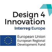 Interreg Europe projekta Design for Innovation vizuālās identitātes elements