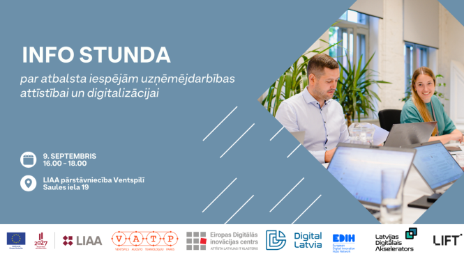 Info stunda par atbalsta iespējām uzņēmējdarbības attīstībai un digitalizācijai
