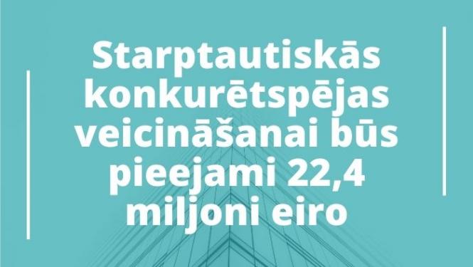 Starptautiskās konkurētspējas veicināšanai būs pieejami 22,4 miljoni eiro