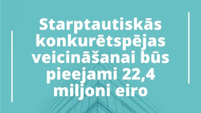 Starptautiskās konkurētspējas veicināšanai būs pieejami 22,4 miljoni eiro