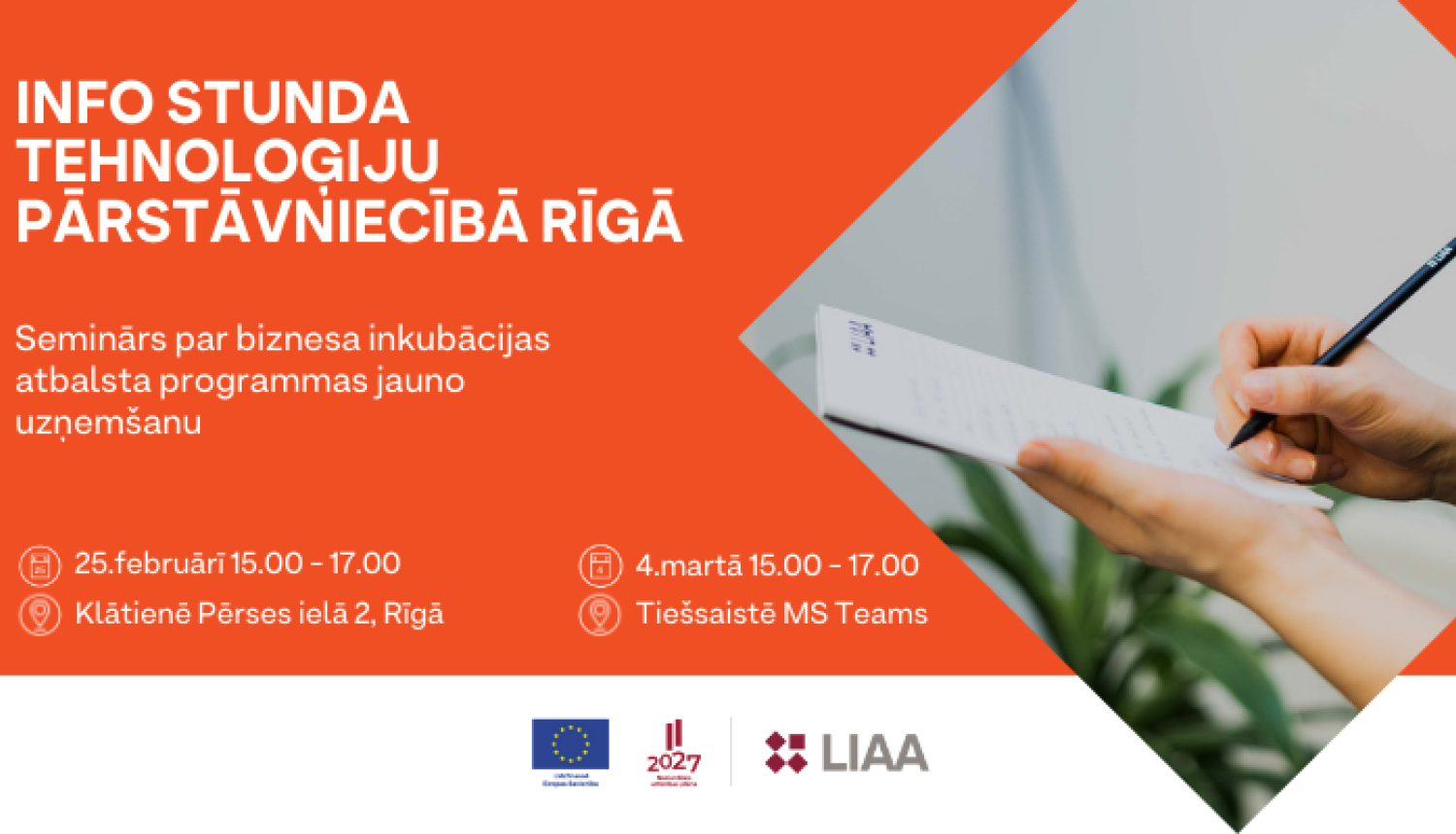 Info stundas Tehnoloģiju pārstāvniecībā Rīgā. Izvēlies ērtāko - klātienē vai tiešsaistē.